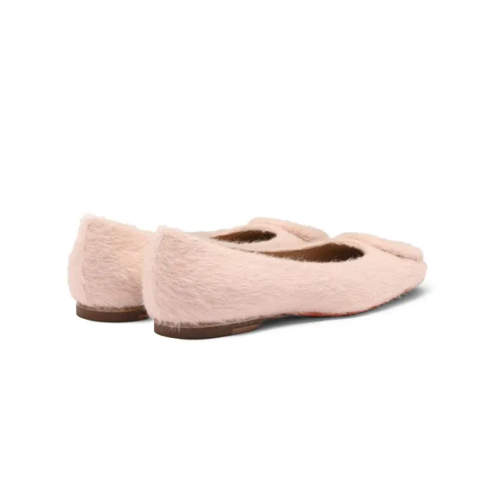 Santoni Flats Shoes Women Pink Wool Ballet Flat