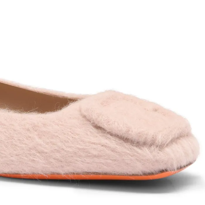 Santoni Flats Shoes Women Pink Wool Ballet Flat