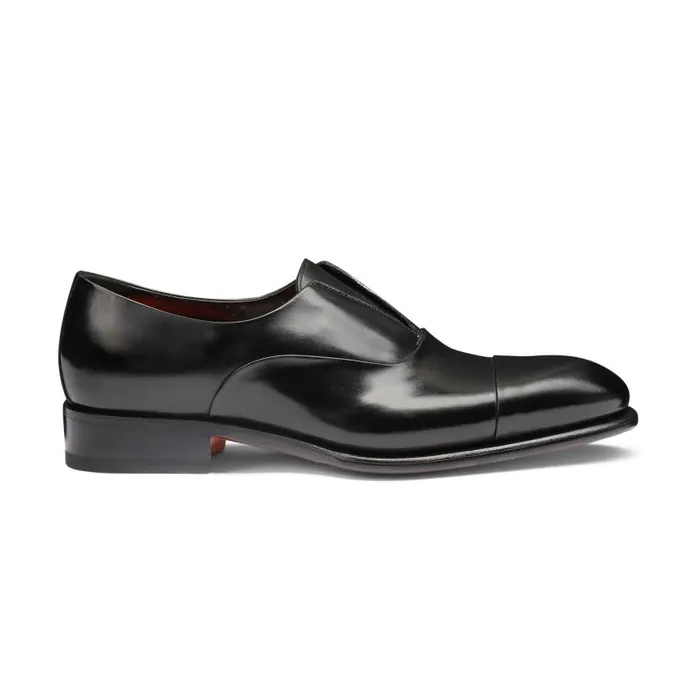 Santoni LaceUps Men Black Leather LaceUp Shoe