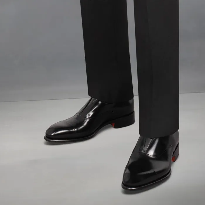 Santoni LaceUps Men Black Leather LaceUp Shoe