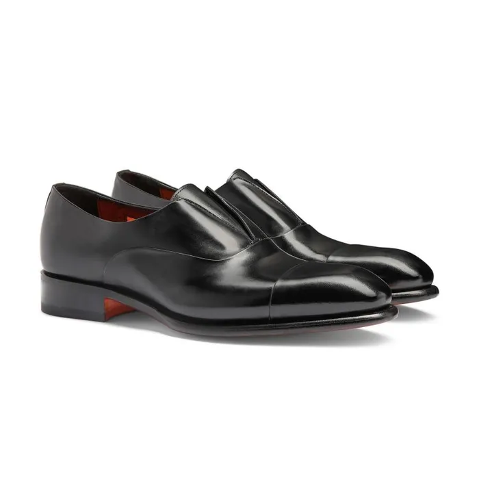 Santoni LaceUps Men Black Leather LaceUp Shoe