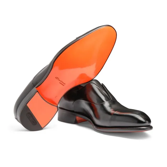 Santoni LaceUps Men Black Leather LaceUp Shoe