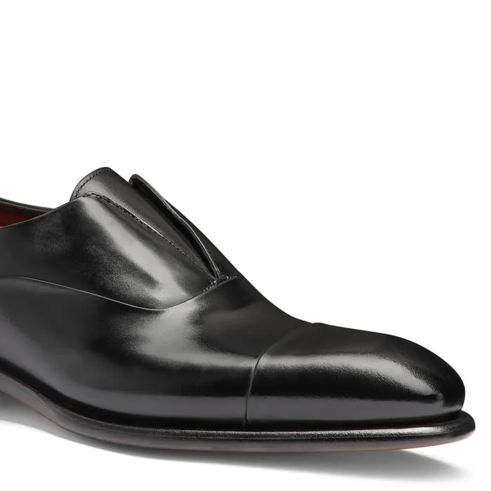 Santoni LaceUps Men Black Leather LaceUp Shoe