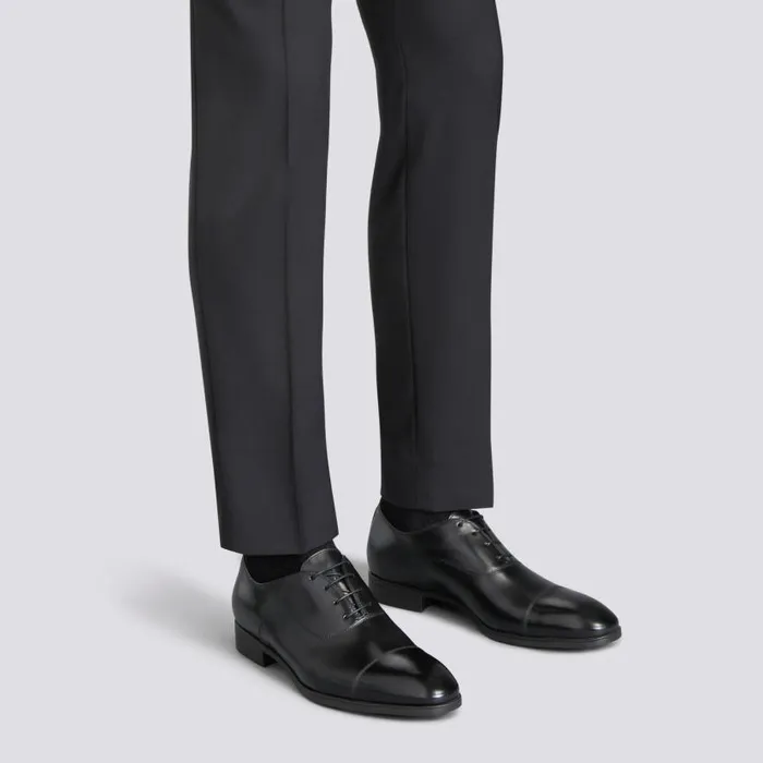 Santoni LaceUps Men Black Leather Oxford Shoe