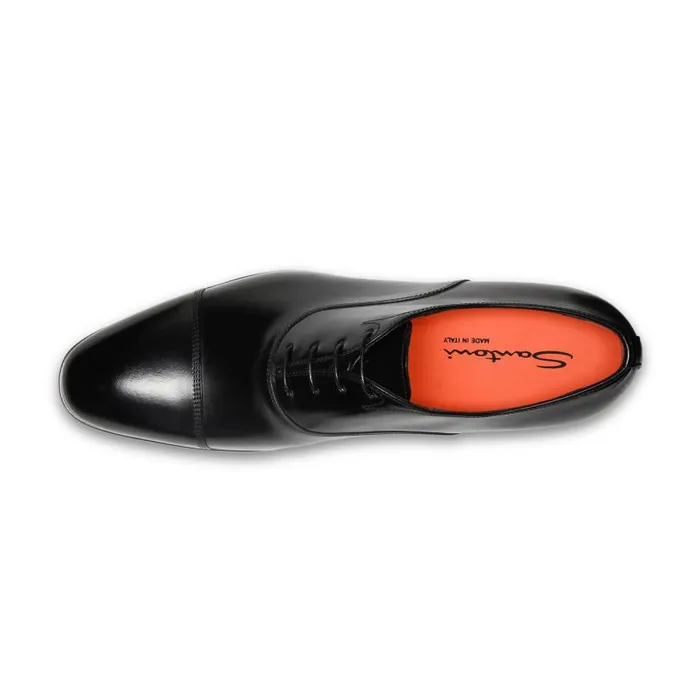 Santoni LaceUps Men Black Leather Oxford Shoe