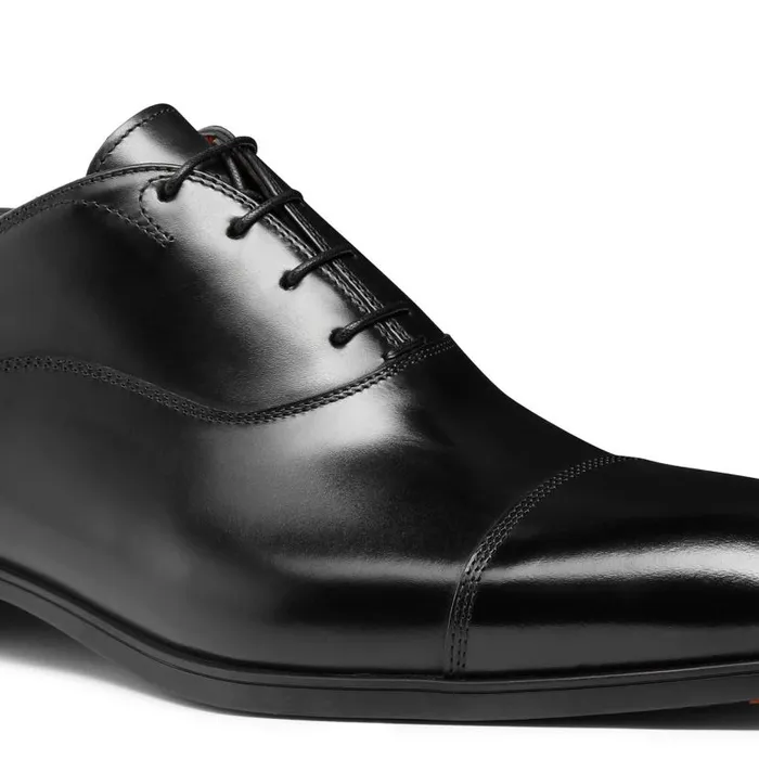 Santoni LaceUps Men Black Leather Oxford Shoe