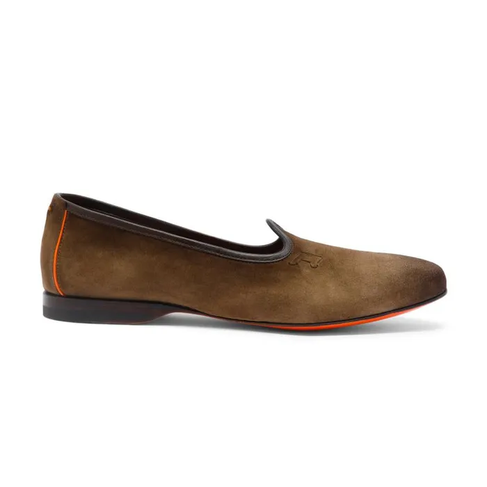 Santoni Loafers Men Brown Suede Loafer