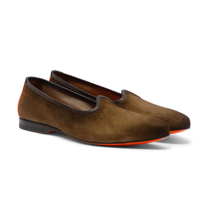 Santoni Loafers Men Brown Suede Loafer