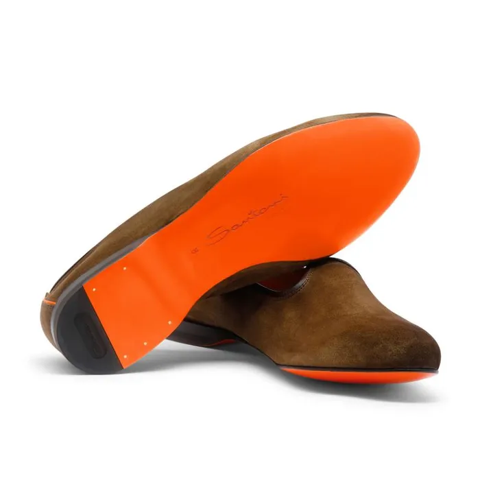 Santoni Loafers Men Brown Suede Loafer