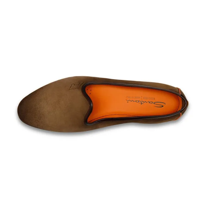 Santoni Loafers Men Brown Suede Loafer
