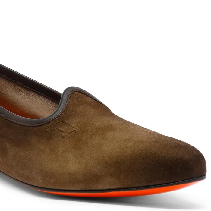 Santoni Loafers Men Brown Suede Loafer