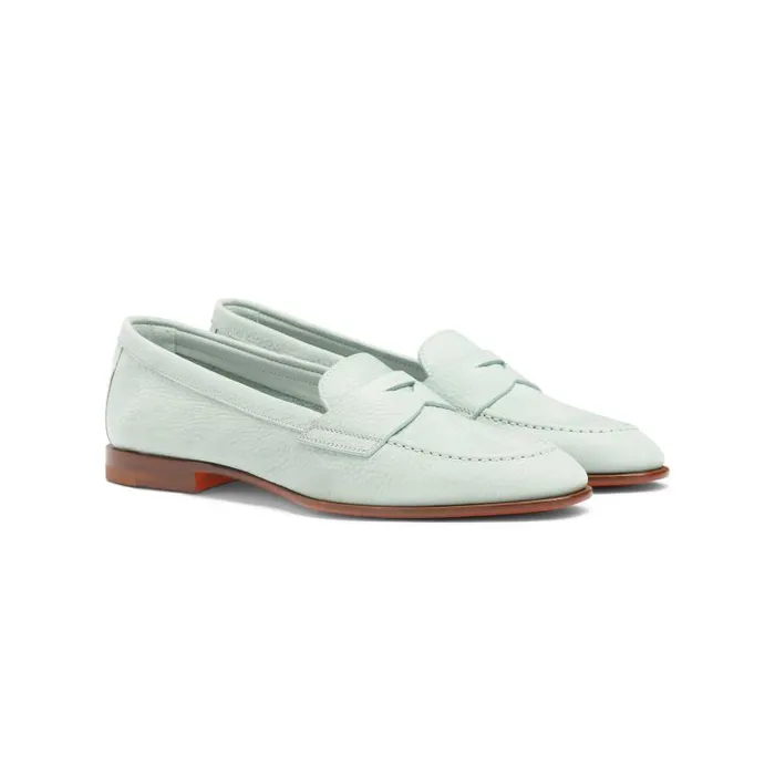 Santoni Loafers Women Light Blue Nubuck Penny Loafer