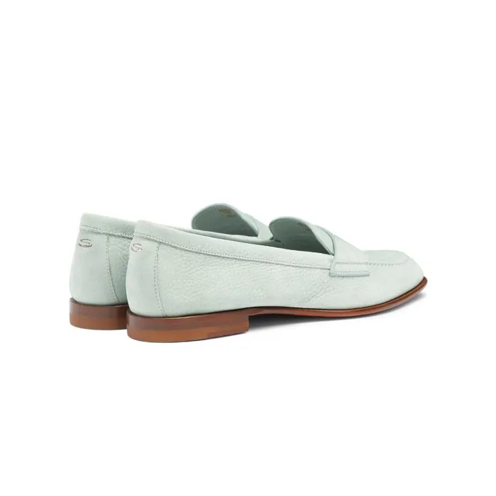 Santoni Loafers Women Light Blue Nubuck Penny Loafer