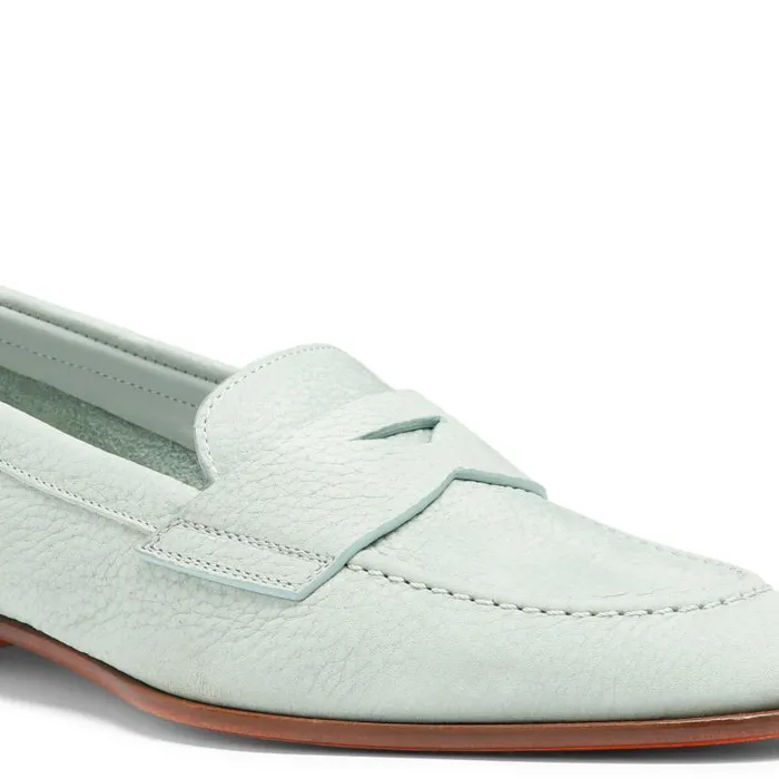 Santoni Loafers Women Light Blue Nubuck Penny Loafer