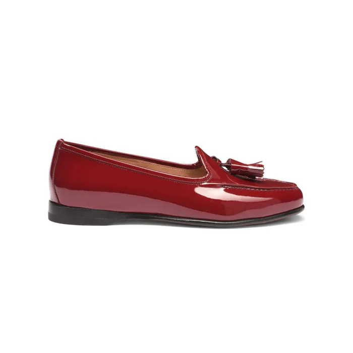 Santoni Loafers Women Red Patent Leather Andrea Tassel Loafer