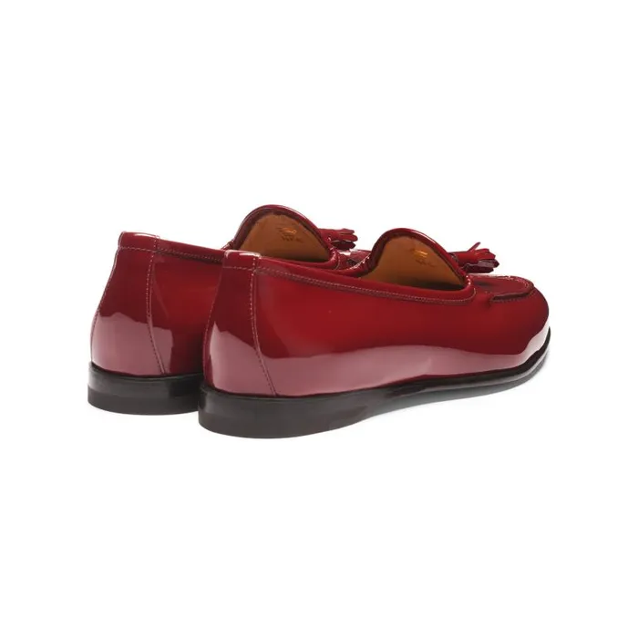 Santoni Loafers Women Red Patent Leather Andrea Tassel Loafer