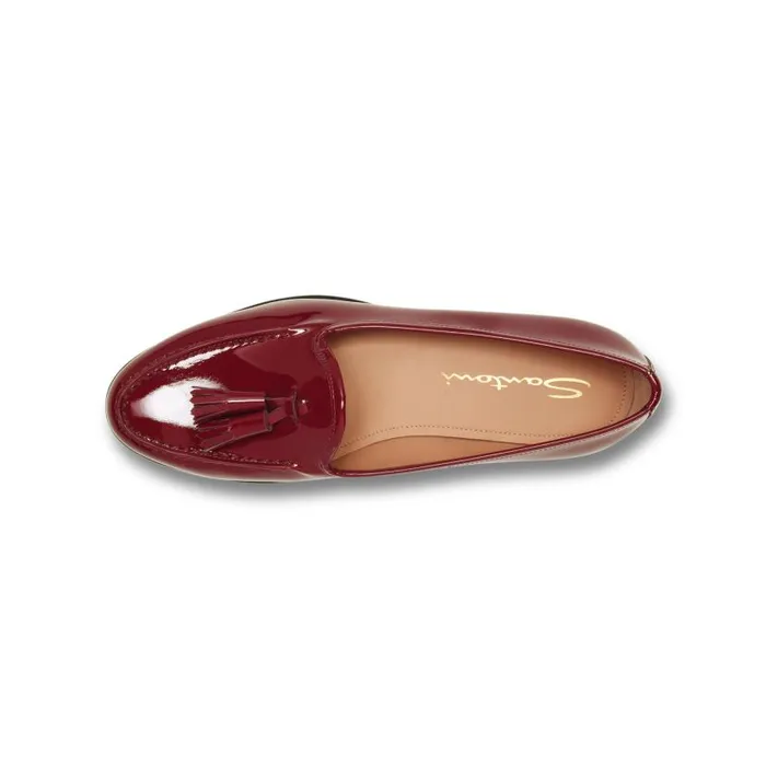 Santoni Loafers Women Red Patent Leather Andrea Tassel Loafer