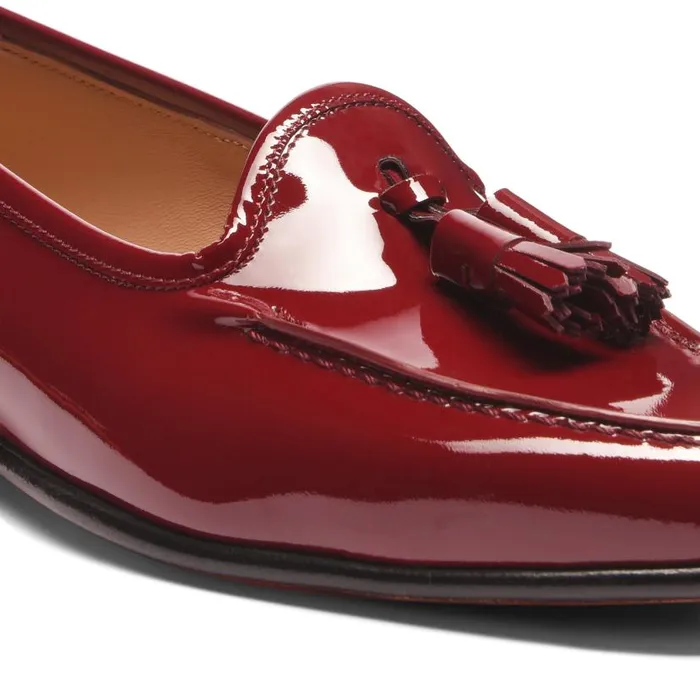 Santoni Loafers Women Red Patent Leather Andrea Tassel Loafer