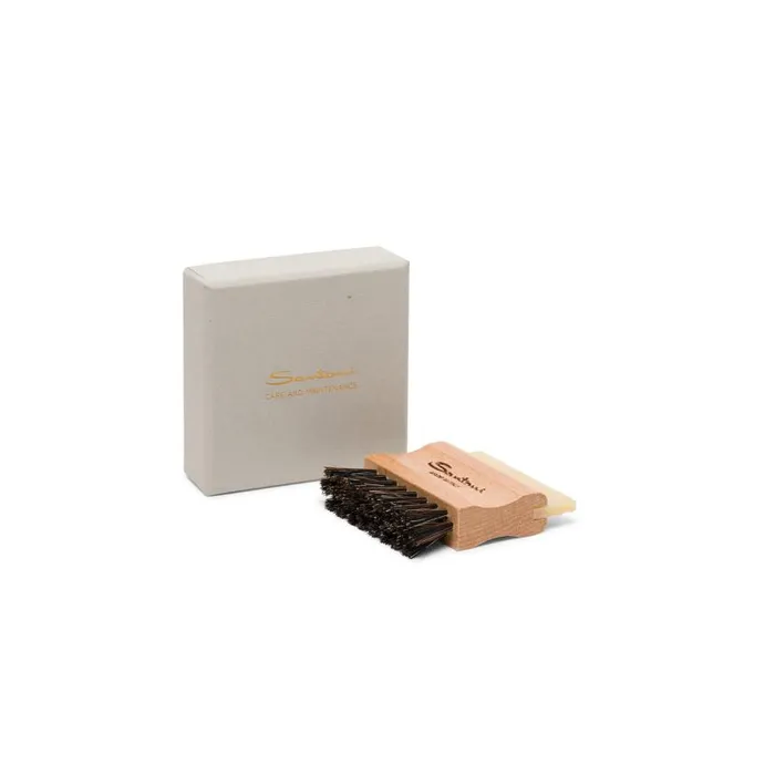 Santoni Shoe Care MenWomen Small Wooden Brush With Natural Rubber And Mixed Horsehair Bristles Santoni Shoe Care MenWomen Small Wooden Brush With Natural Rubber And Mixed Horsehair Bristles