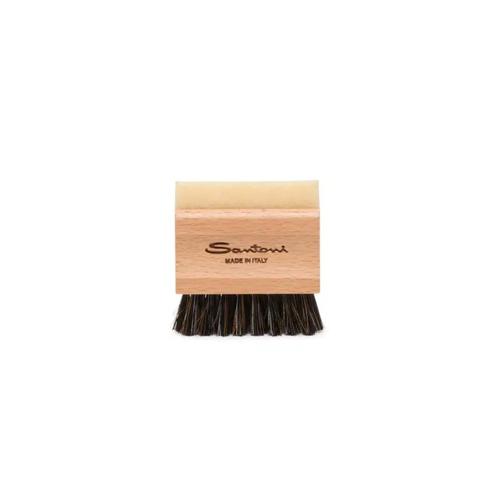 Santoni Shoe Care MenWomen Small Wooden Brush With Natural Rubber And Mixed Horsehair Bristles