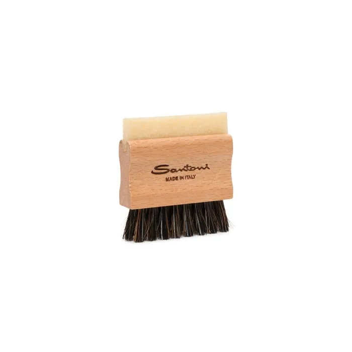 Santoni Shoe Care MenWomen Small Wooden Brush With Natural Rubber And Mixed Horsehair Bristles