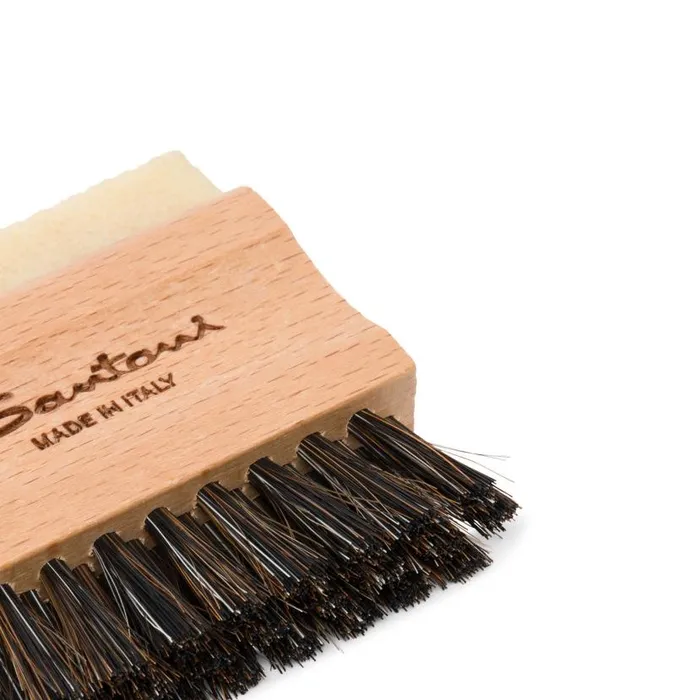 Santoni Shoe Care MenWomen Small Wooden Brush With Natural Rubber And Mixed Horsehair Bristles