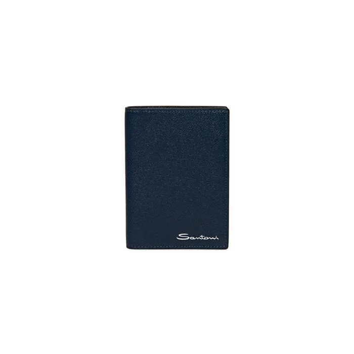Santoni Small Leather Goods MenWomen Blue Saffiano Leather Passport Case