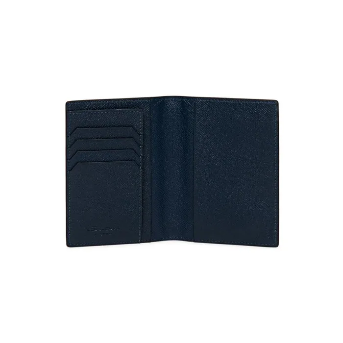 Santoni Small Leather Goods MenWomen Blue Saffiano Leather Passport Case