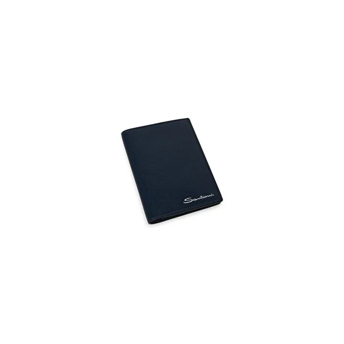 Santoni Small Leather Goods MenWomen Blue Saffiano Leather Passport Case