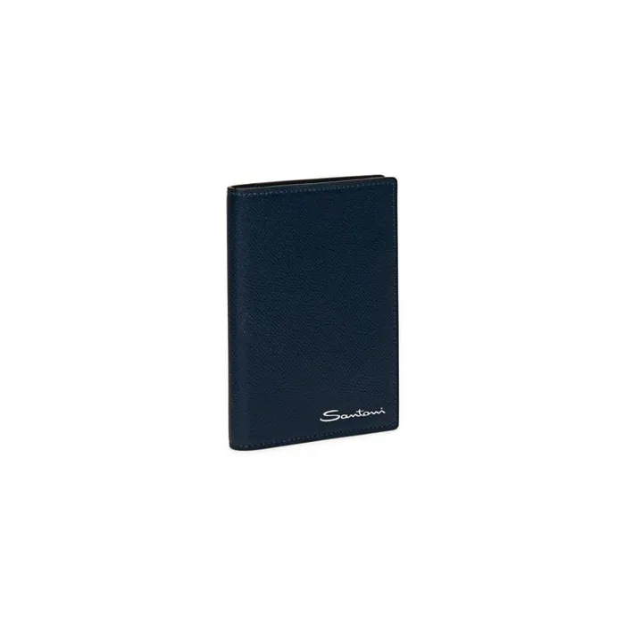 Santoni Small Leather Goods MenWomen Blue Saffiano Leather Passport Case