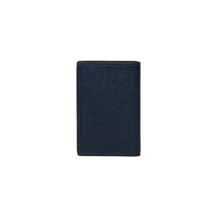 Santoni Small Leather Goods MenWomen Blue Saffiano Leather Vertical Wallet
