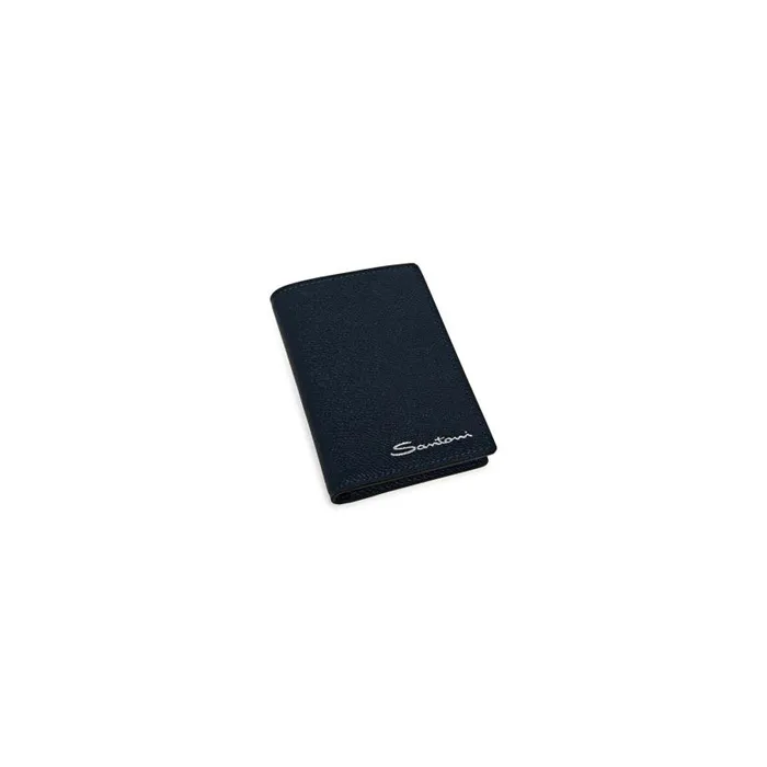 Santoni Small Leather Goods MenWomen Blue Saffiano Leather Vertical Wallet