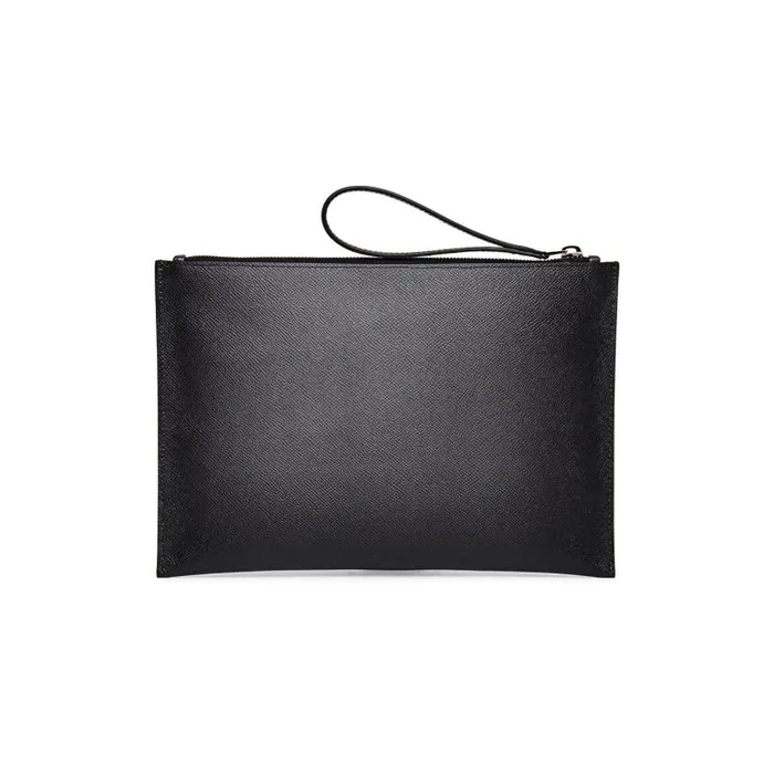Santoni Small Leather Goods MenWomen Grey Saffiano Leather Pouch