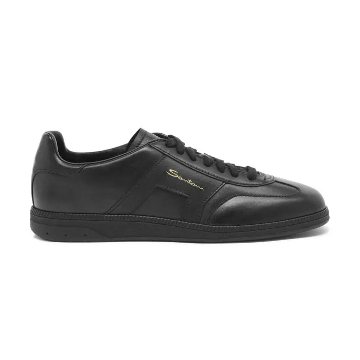 Santoni Sneakers Men Black Leather Dbs Oly Sneaker