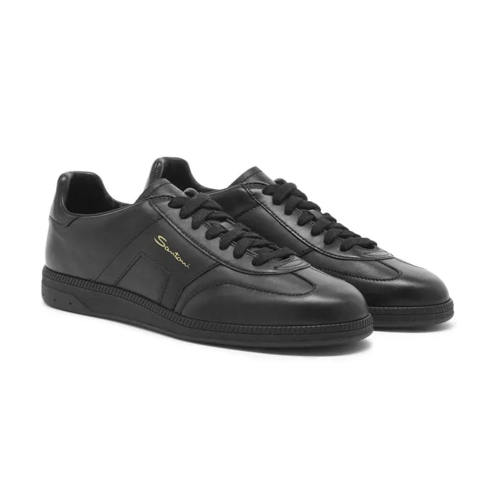 Santoni Sneakers Men Black Leather Dbs Oly Sneaker