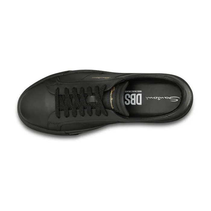 Santoni Sneakers Men Black Leather Double Buckle Sneaker