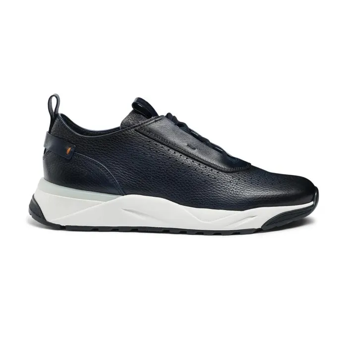 Santoni Sneakers Men Blue Leather Sneaker