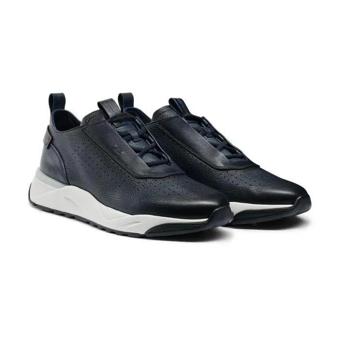 Santoni Sneakers Men Blue Leather Sneaker
