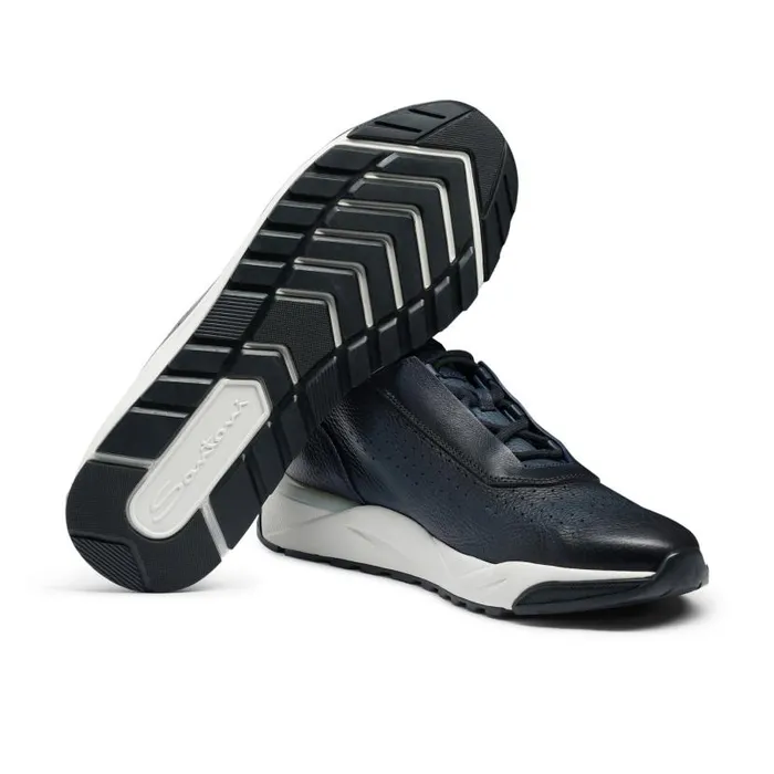 Santoni Sneakers Men Blue Leather Sneaker