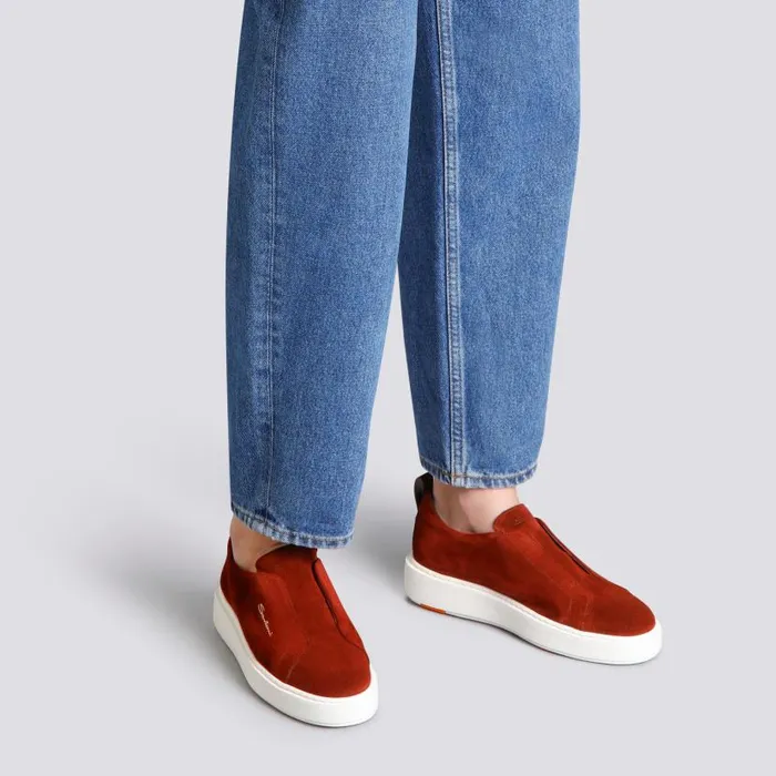 Santoni Sneakers Women Burgundy Suede SlipOn Sneaker