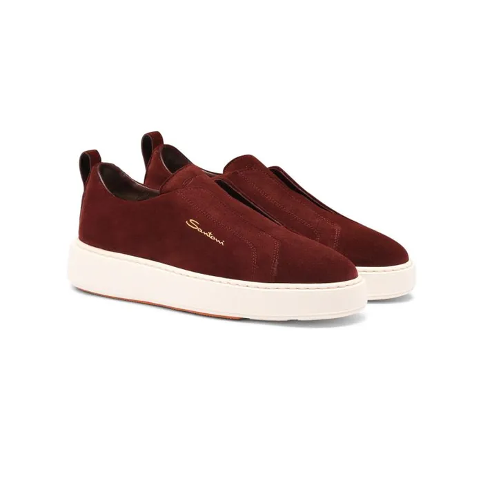 Santoni Sneakers Women Burgundy Suede SlipOn Sneaker