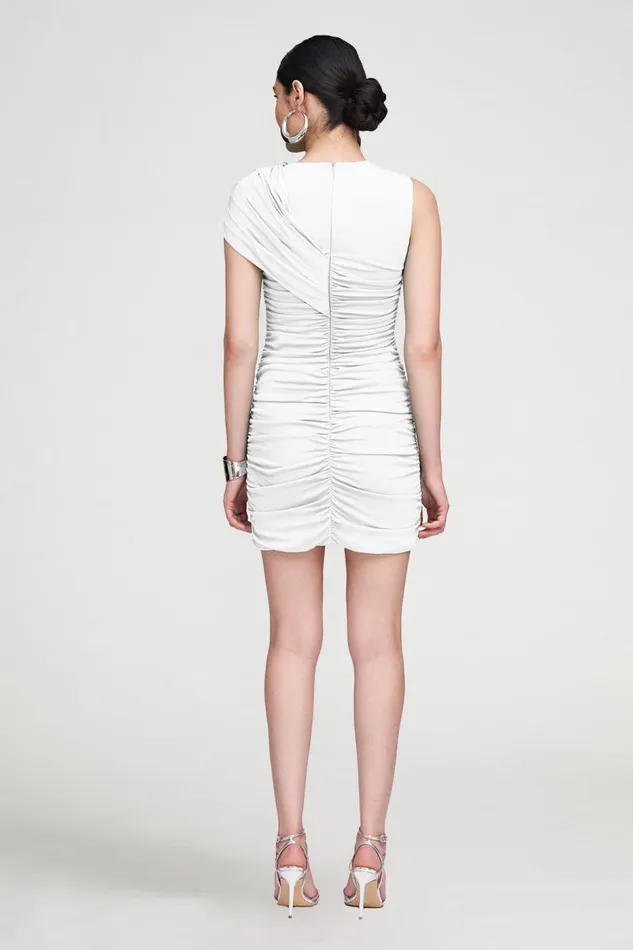 Sarina Dress In Jersey Chalk Women Halston Cocktail