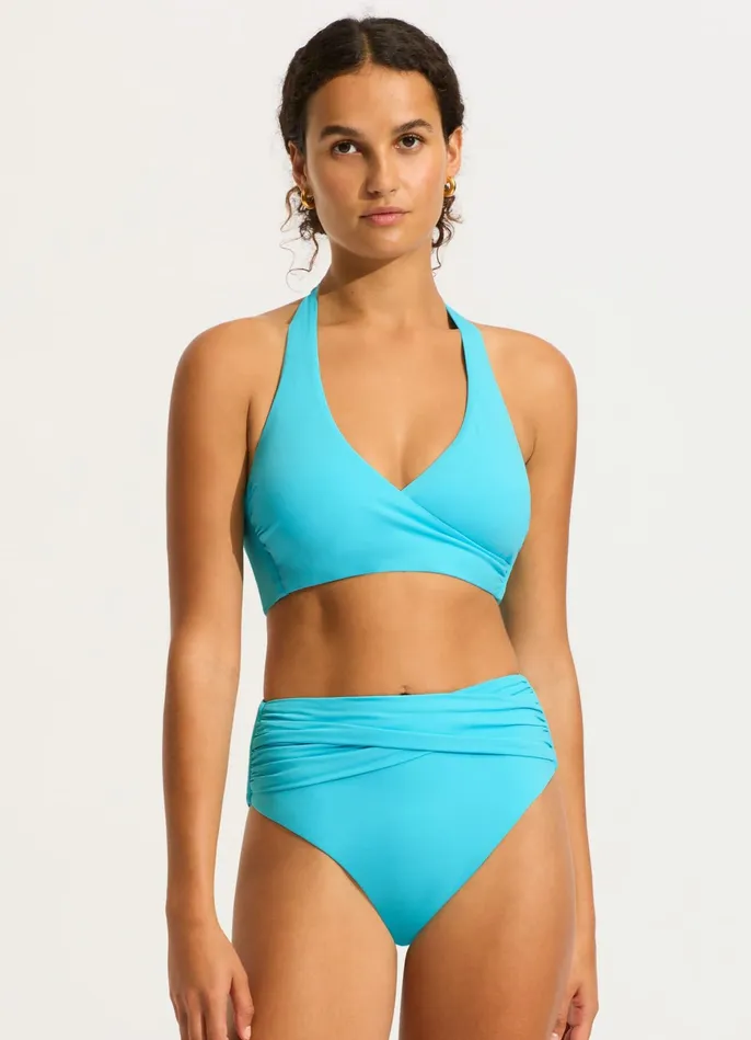 Seafolly Seafolly Collective High Waist Wrap Front Pant 8211 Atoll Blue Women High Waisted