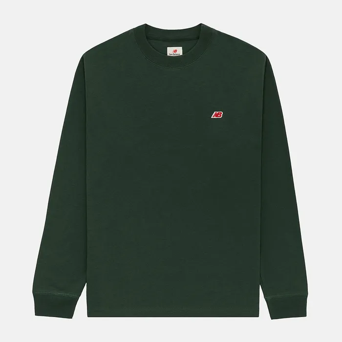 Shirts Men Newbalance MADE In USA Core Long Sleeve TShirt Midnight Green