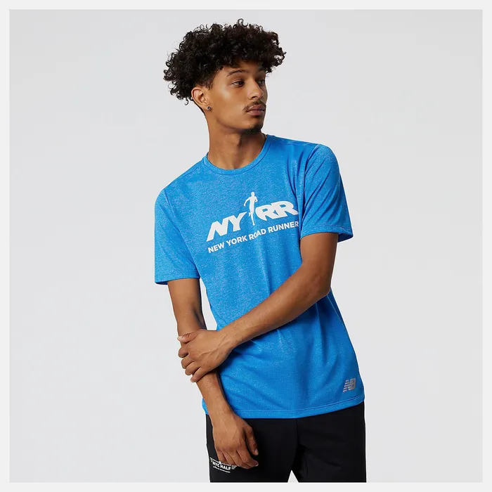 Shirts Men Newbalance Run For Life Graphic Impact Run Short Sleeve Serene Blue Heather