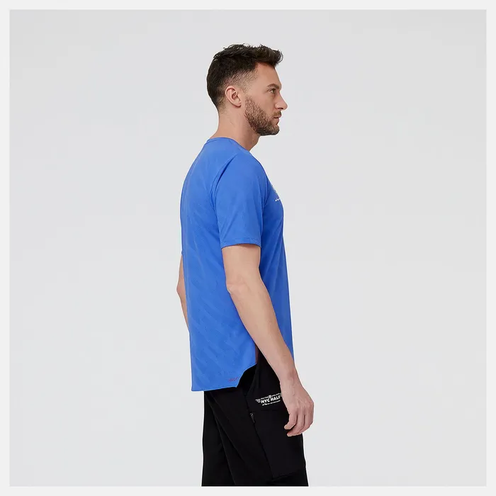 Shirts Men Newbalance United Airlines NYC Half Q Speed Jacquard Short Sleeve Marine Blue Shirts Men Newbalance United Airlines NYC Half Q Speed Jacquard Short Sleeve Marine Blue
