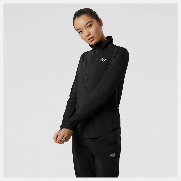 Shirts Women Newbalance Accelerate Half Zip Black