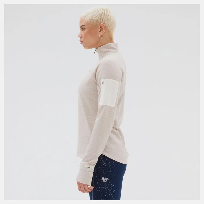 Shirts Women Newbalance NB Heat Grid Half Zip Sea Salt Heather Shirts Women Newbalance NB Heat Grid Half Zip Sea Salt Heather