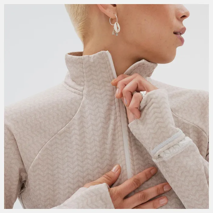 Shirts Women Newbalance NB Heat Grid Half Zip Sea Salt Heather Shirts Women Newbalance NB Heat Grid Half Zip Sea Salt Heather