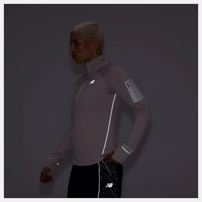 Shirts Women Newbalance NB Heat Grid Half Zip Sea Salt Heather Shirts Women Newbalance NB Heat Grid Half Zip Sea Salt Heather
